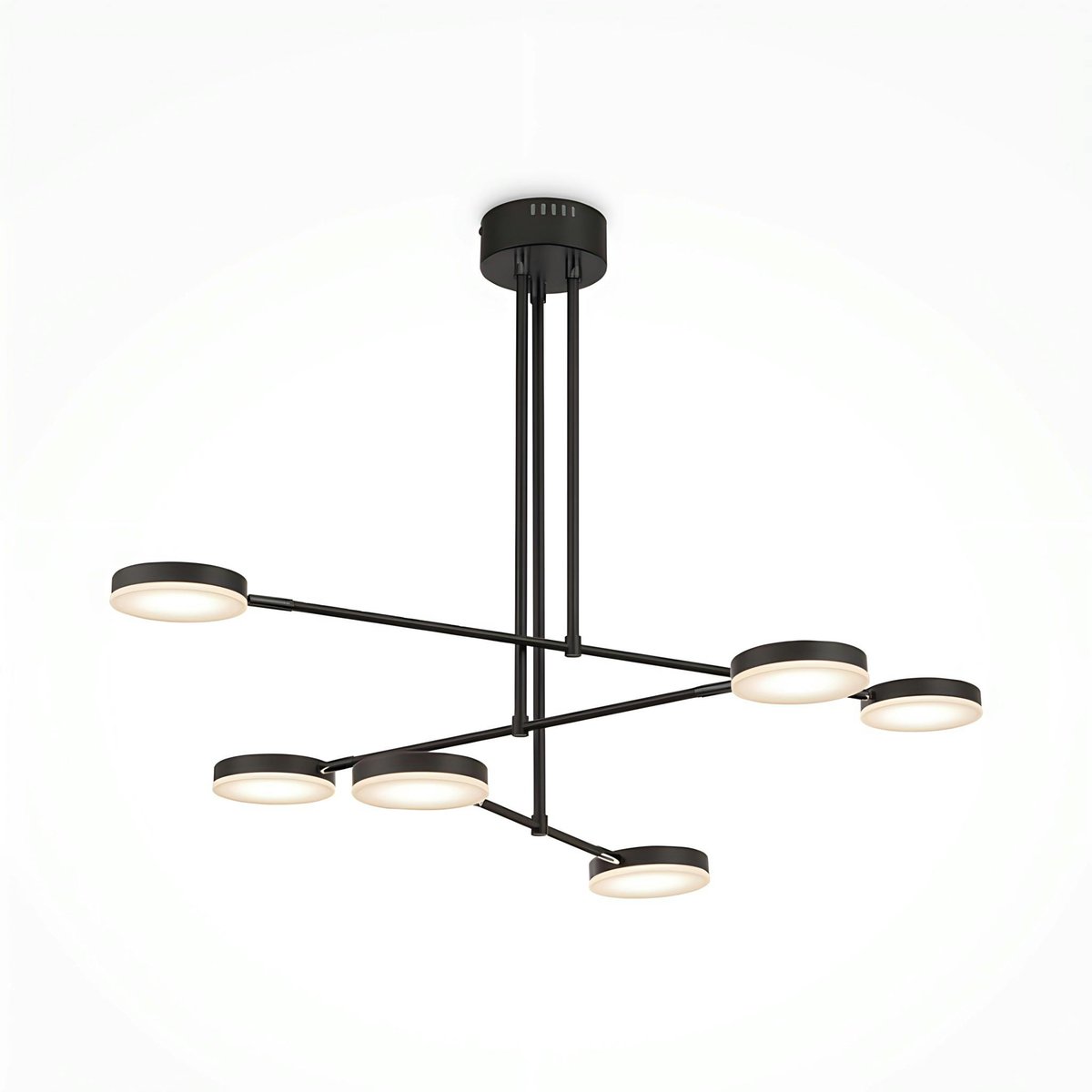 Suspension design LED – 6 lampes disques orientables OCALA noir, PIER IMPORT