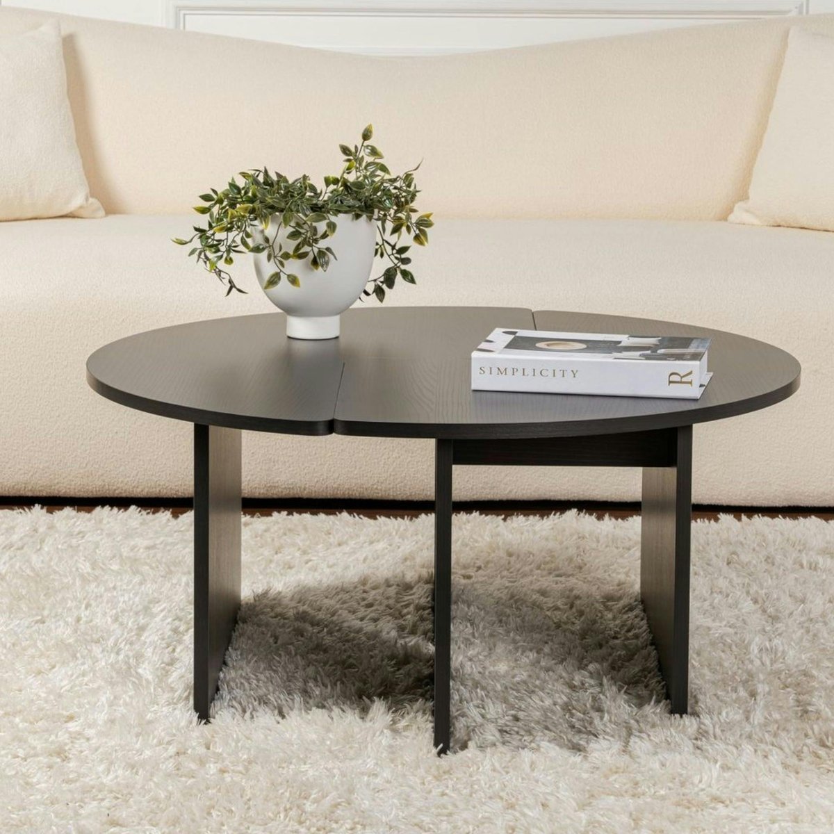 Table basse ronde - design puzzle MARFA noir, PIER IMPORT