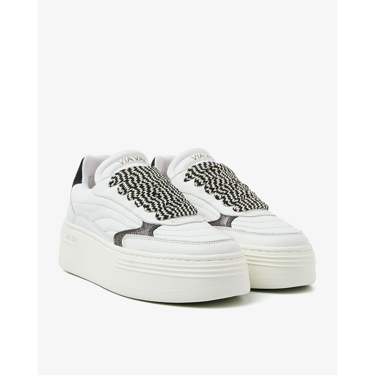 Baskets en cuir ISA JOSIE noir blanc, VIA VAI