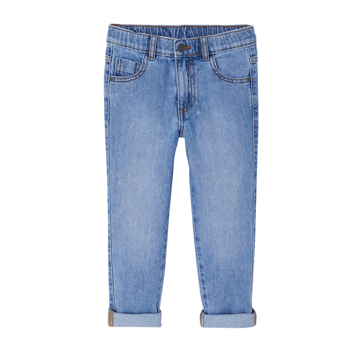 Jean large taille élastiquée et ajustable stone, VERTBAUDET
