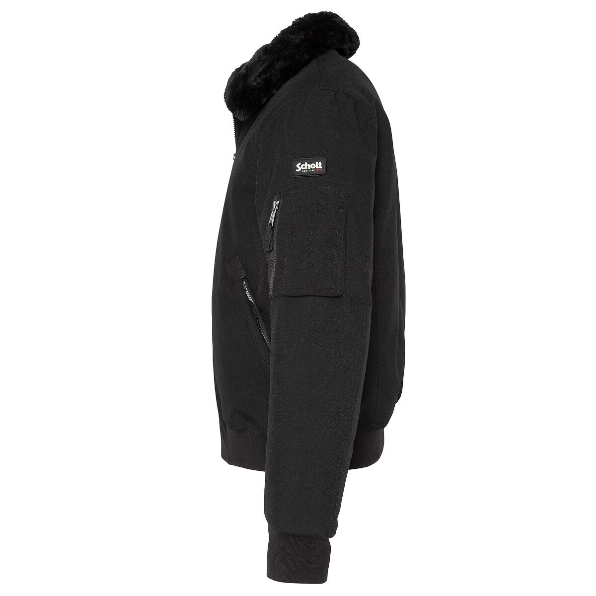 Blouson court col chemise, mi-saison noir, SCHOTT