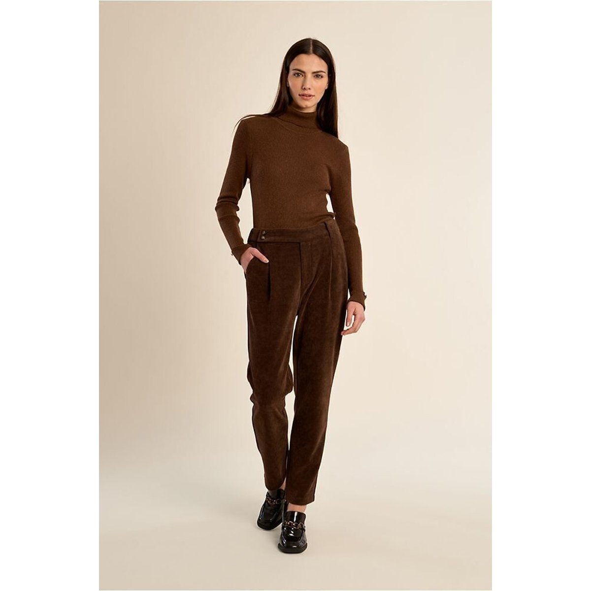 Pantaloni in velluto marrone cioccolato, MOLLY BRACKEN
