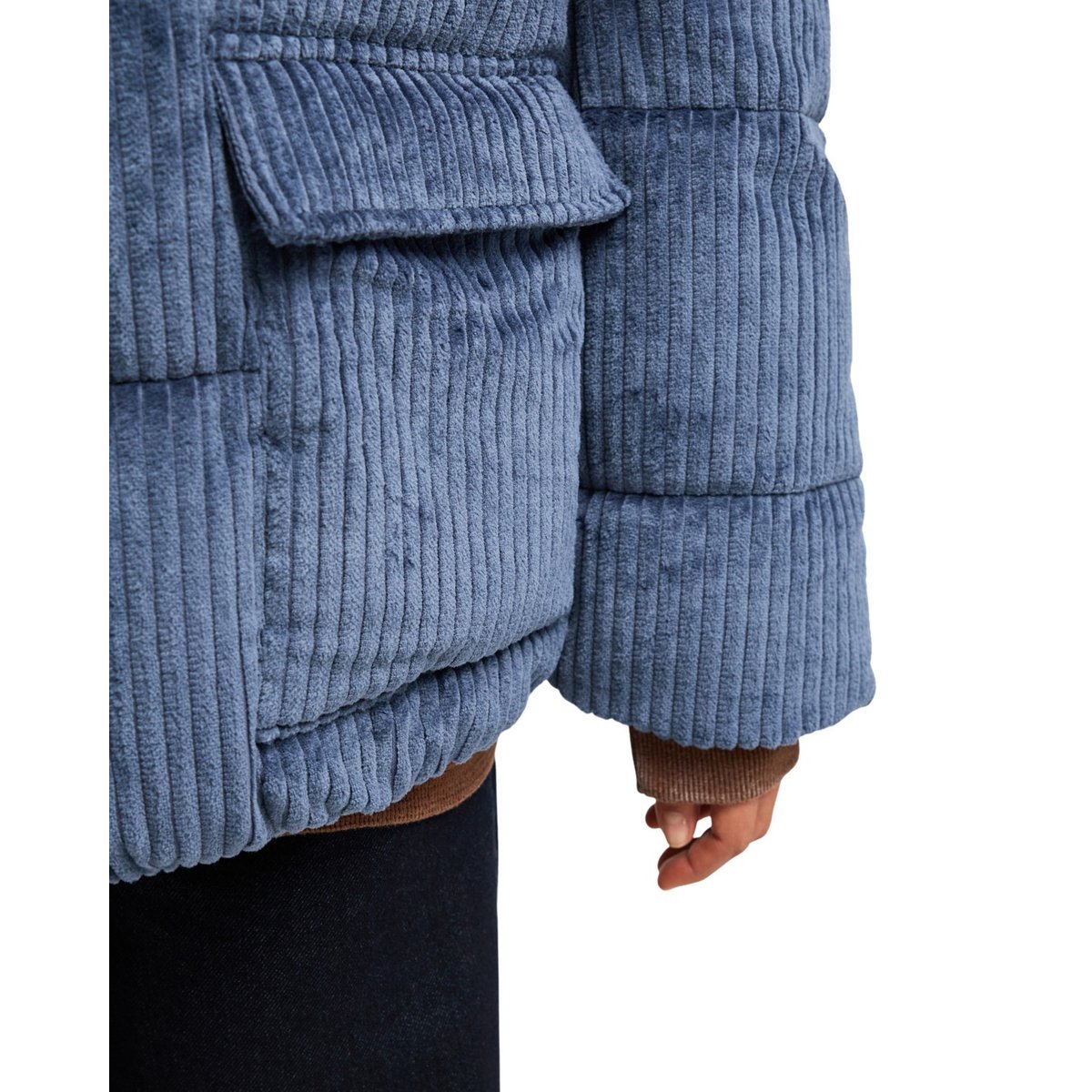 Doudoune à capuche en velours côtelé CRYSTAL FADE CORDUROY. bleu vintage indigo, ROXY