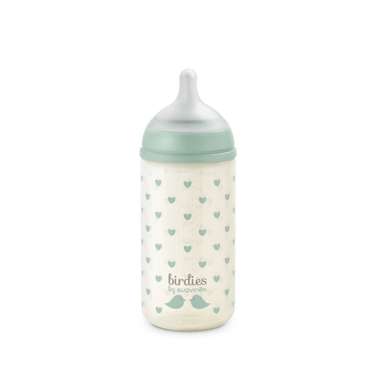 Biberon verre 240 ml Birdies oisillons vert, SUAVINEX