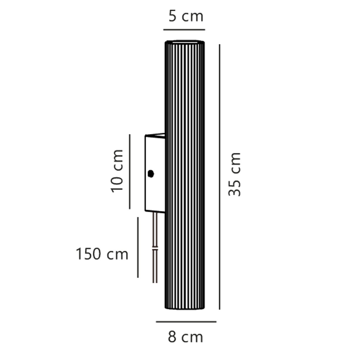 Applique murale double surface striée en aluminium, VICO noir, NORDLUX
