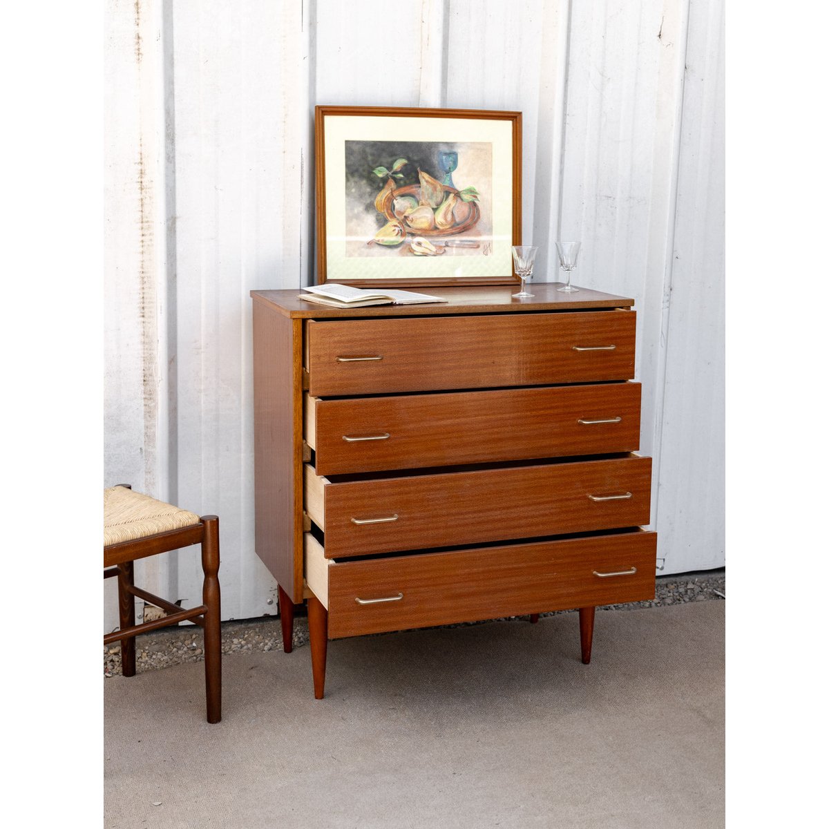 Commode scandinave en bois Olga N°697 - Bon état bois foncé, DEBONGOUT