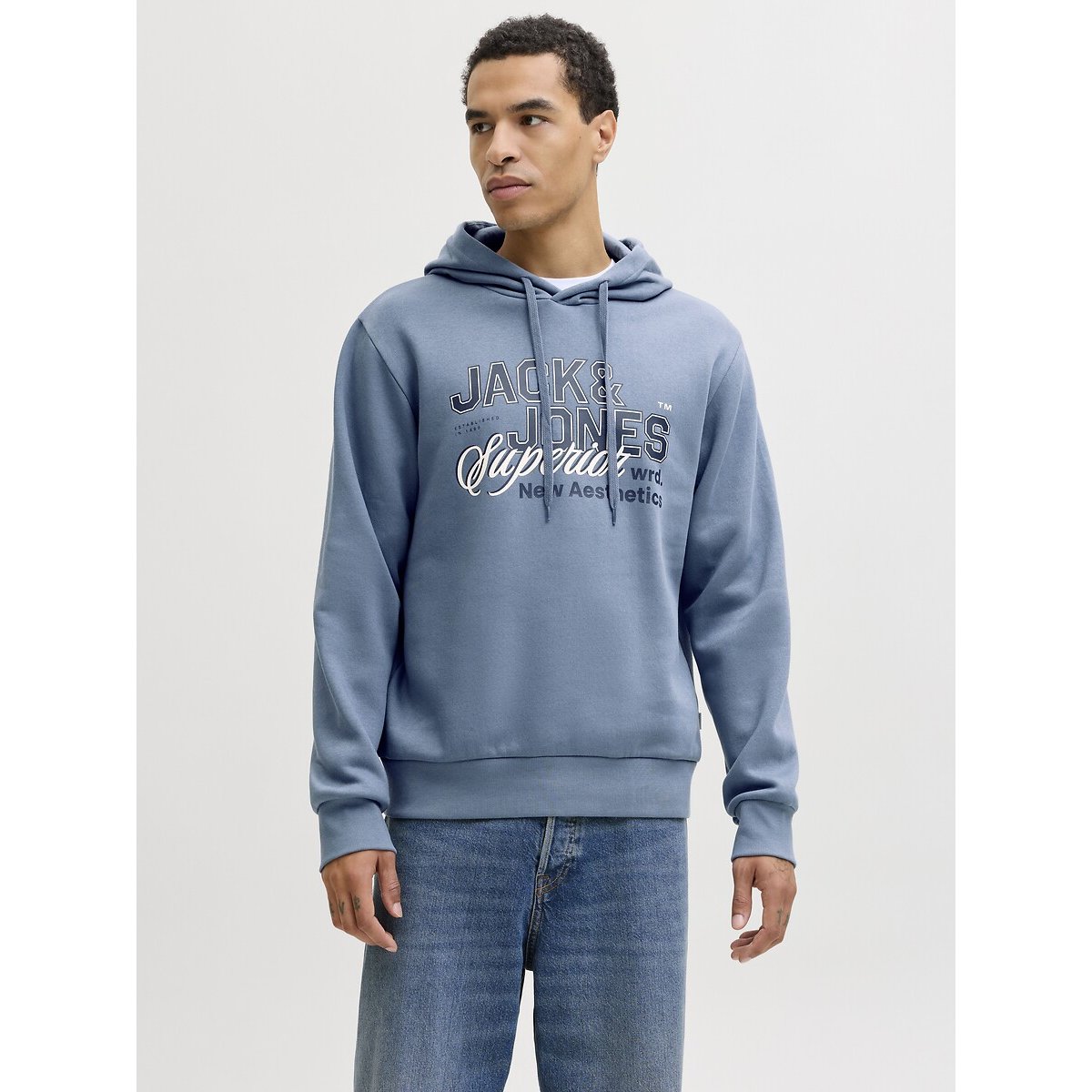Sweat à capuche logo bleu, JACK & JONES