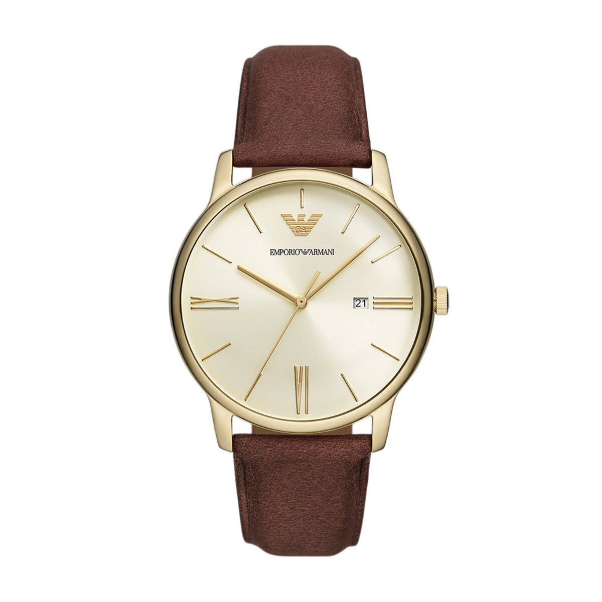 Montre Analogique  EMPORIO ARMANI doré champagne marron, EMPORIO ARMANI