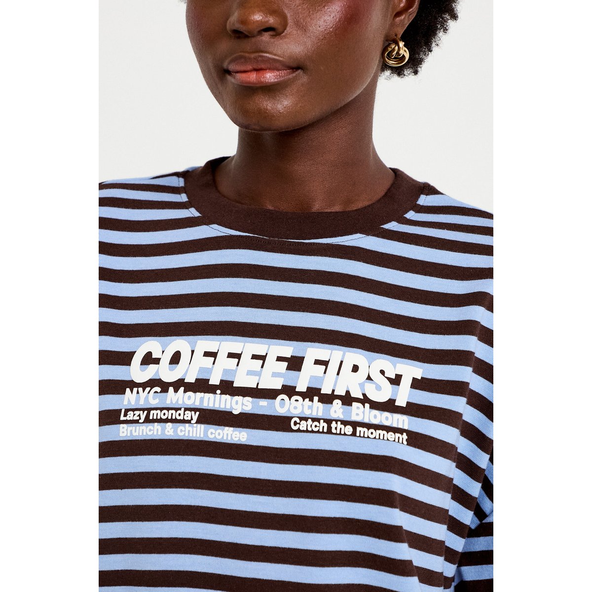 T-shirt col rond manches longues marron, CACHE CACHE