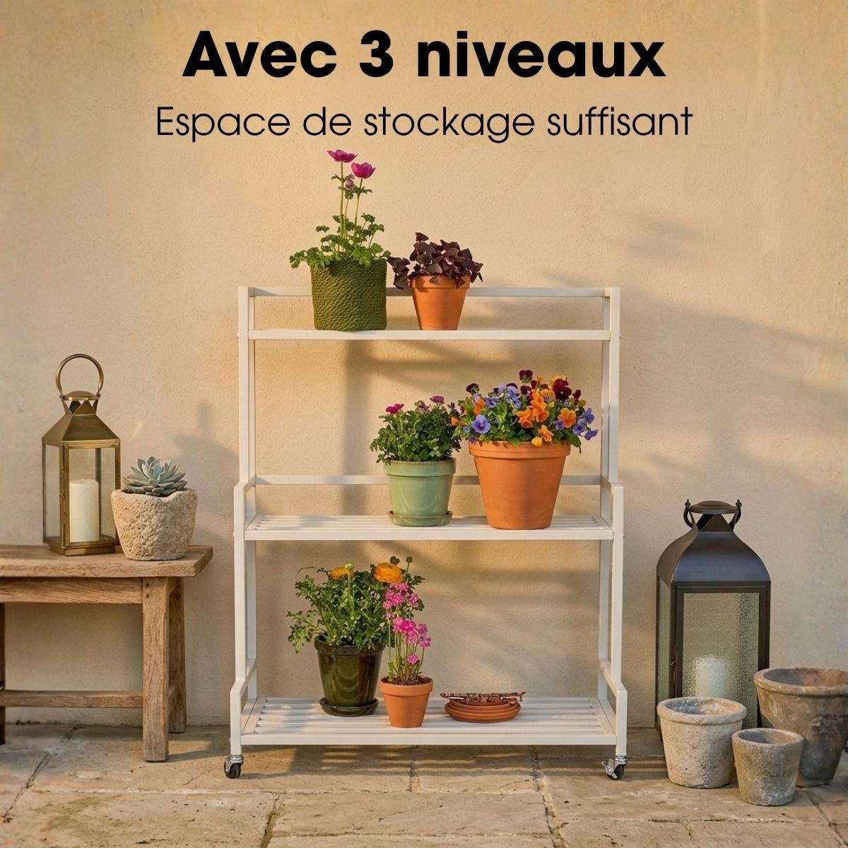 Support pour plantes GREENRAX blanc cassé, MICA DECORATIONS