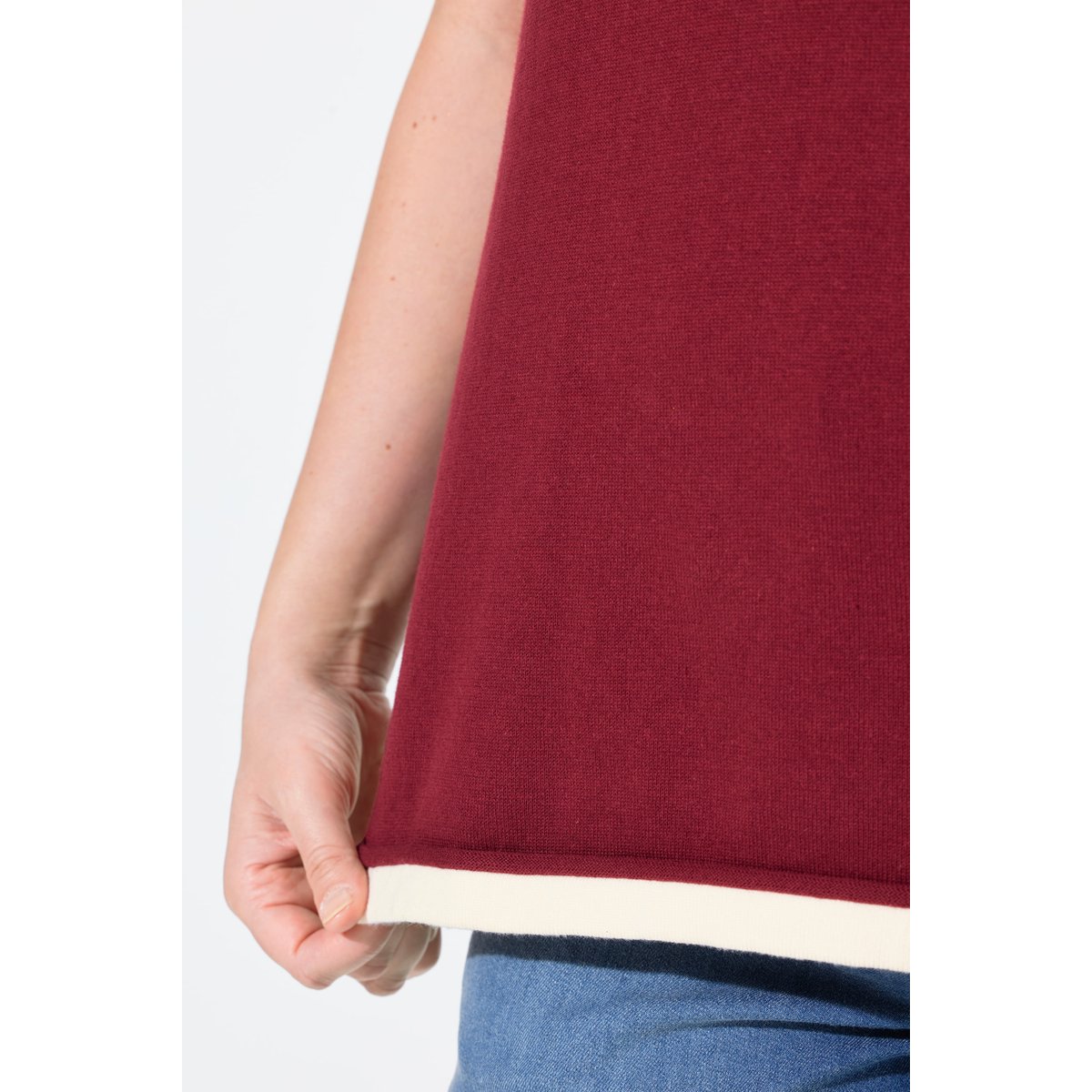 Débardeur en maille de coton bio rouge cerise foncé, ULLA POPKEN