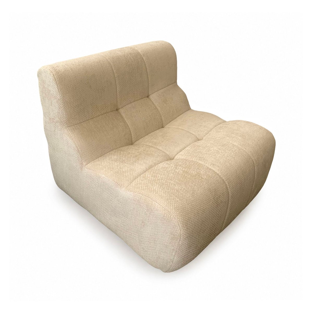 Fauteuil compressé lounge en tissu chenille, VOLTA ecru, NOW'S HOME