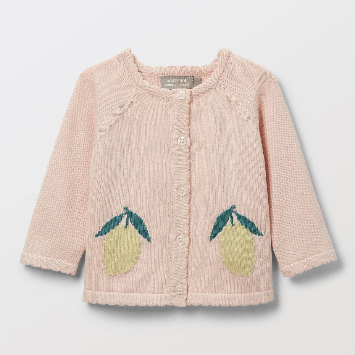 Cardigan tricot en intarsia rosee, BOUT'CHOU