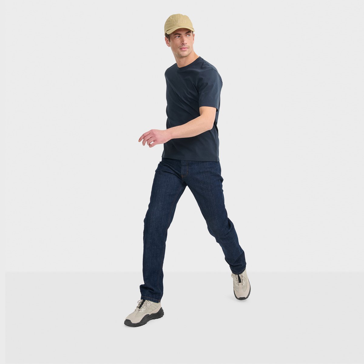 T-shirt manches courtes col rond bleu nuit, AIGLE