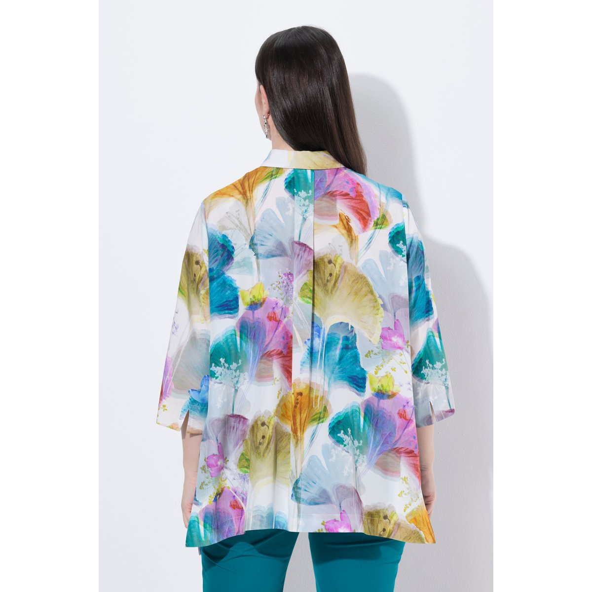 Blouse en lyocell, ourlet en pointe blanc neige, ULLA POPKEN