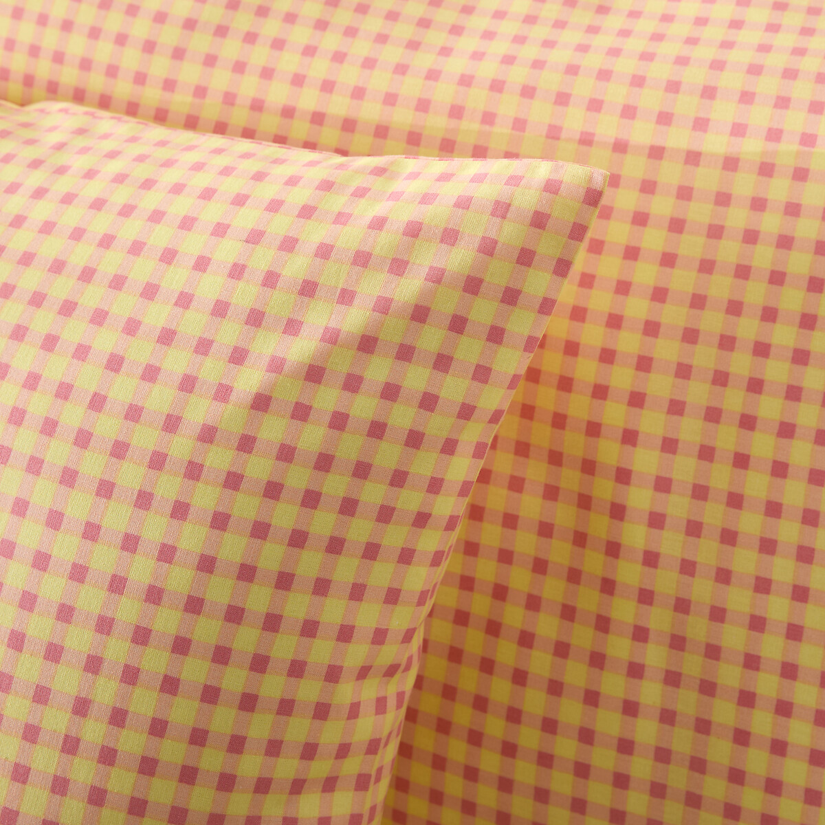 Parure de lit 30% coton recyclé, taie rectangulaire, imprimé carreaux, LESIA vichy rose, LA REDOUTE INTERIEURS