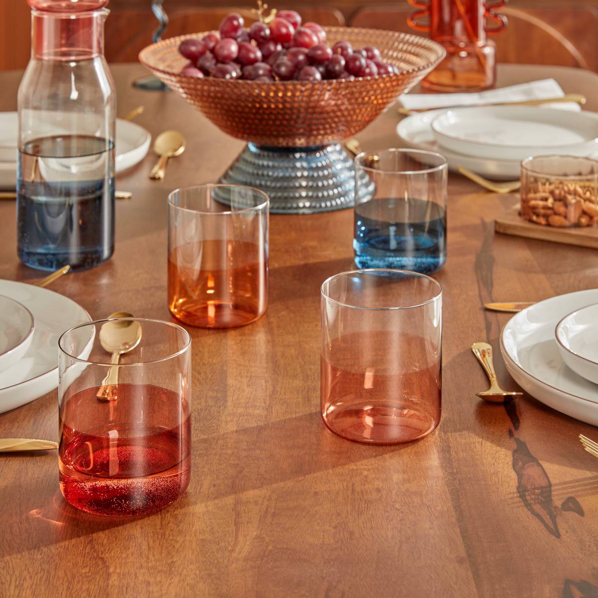Lot de 4 gobelets en verre borosilicate HOMY bleu, ATMOSPHERA