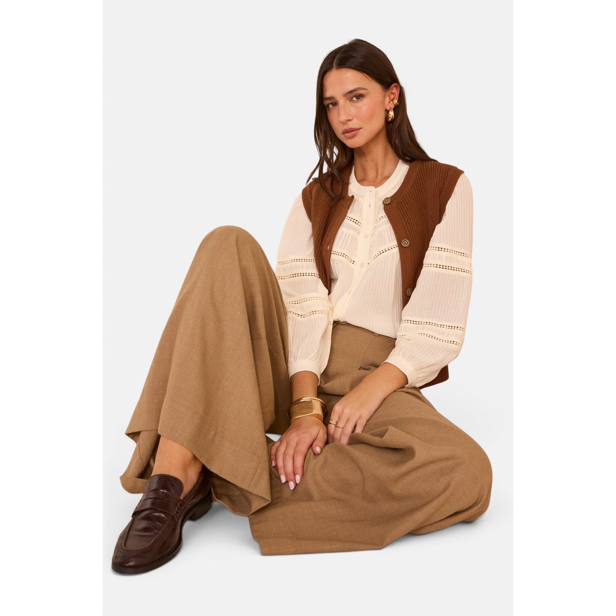 Blouse brodée à manches longues MAYA creme, Maison 123