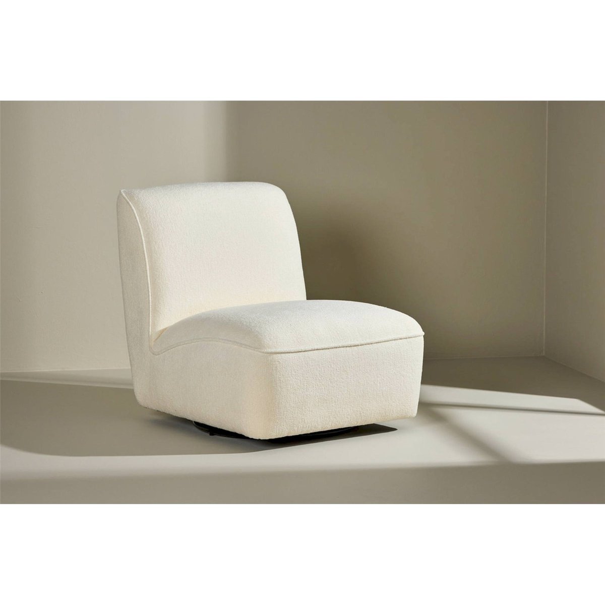 Fauteuil lounge tissu chenille collection MITERTE crème, RECOLLECTION