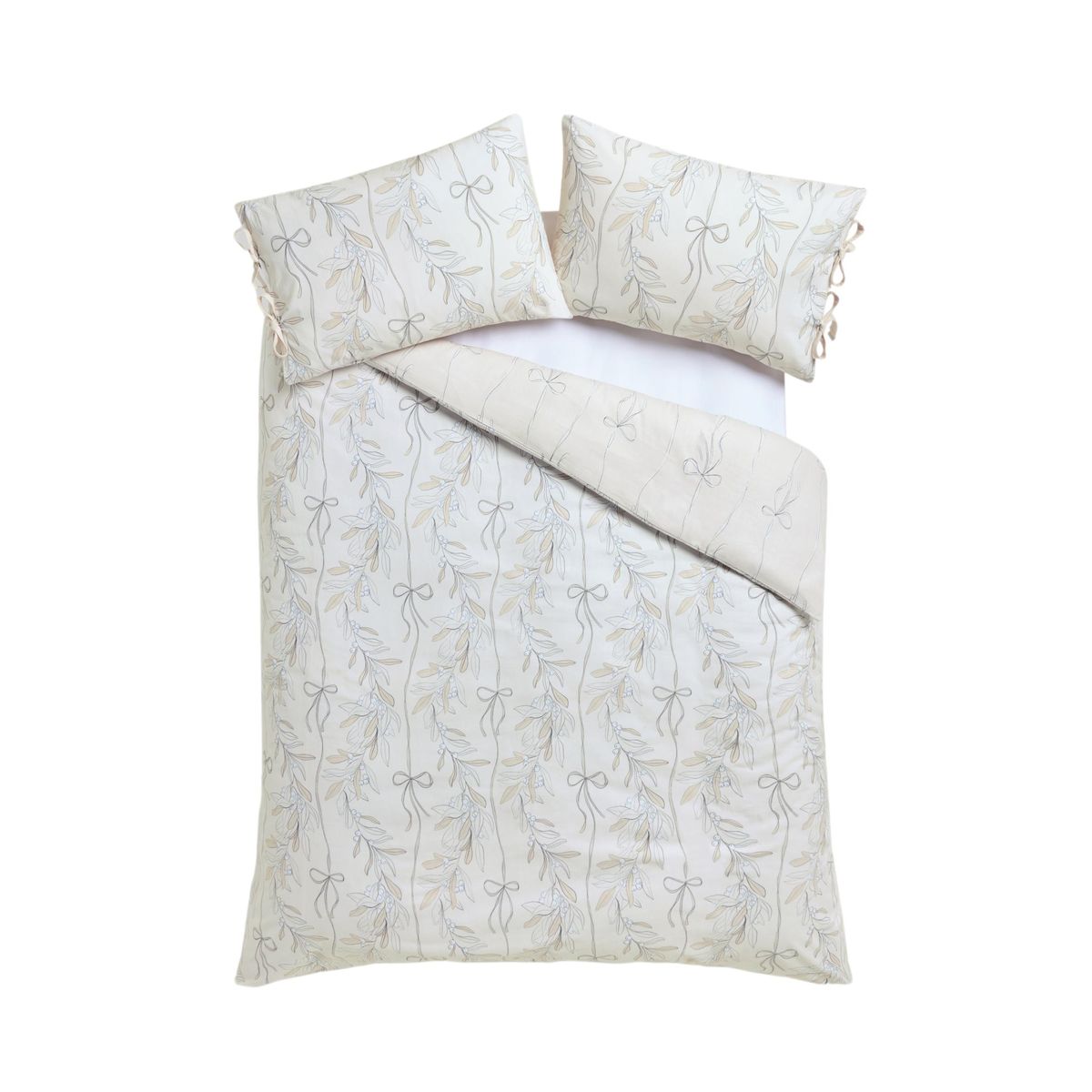 Parure de lit en coton brossé à feuilles/nœud naturel, NEXT