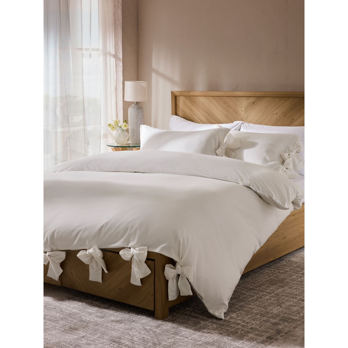 Housse de couette et taie d'oreiller en coton blanc, NEXT