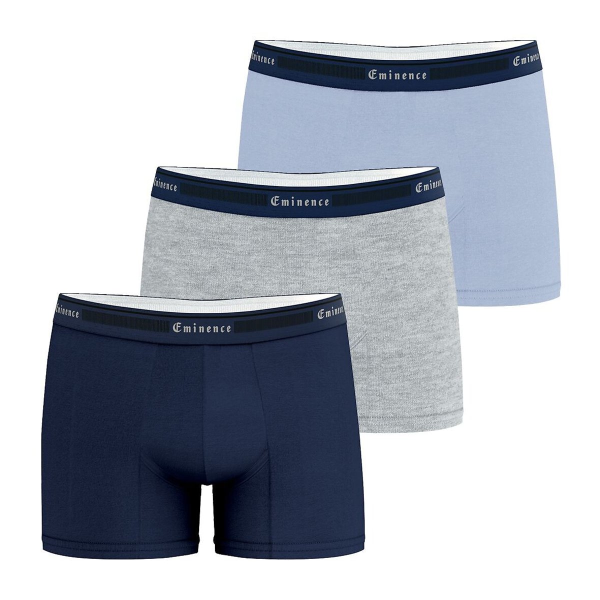 Lot de 3 boxers homme Tailor Bio Eminence bleu marine + bleu + gris, EMINENCE