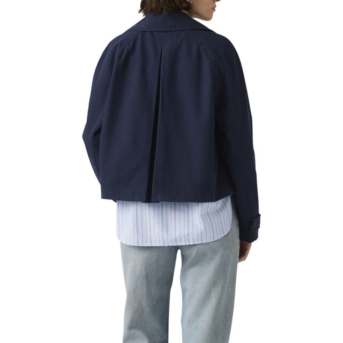 Manteau trench en coton marine uni avec une coupe droite et un col à revers bleu foncé, LEVI'S