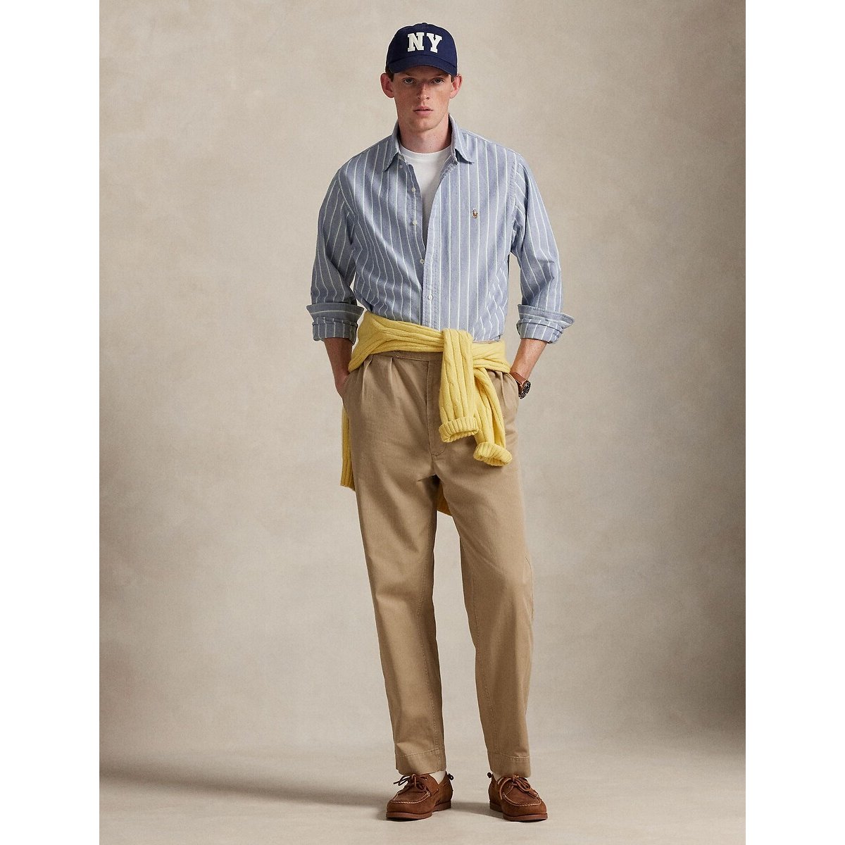 Striped Oxford Cotton Shirt in Custom Fit blue-green stripes, POLO RALPH LAUREN