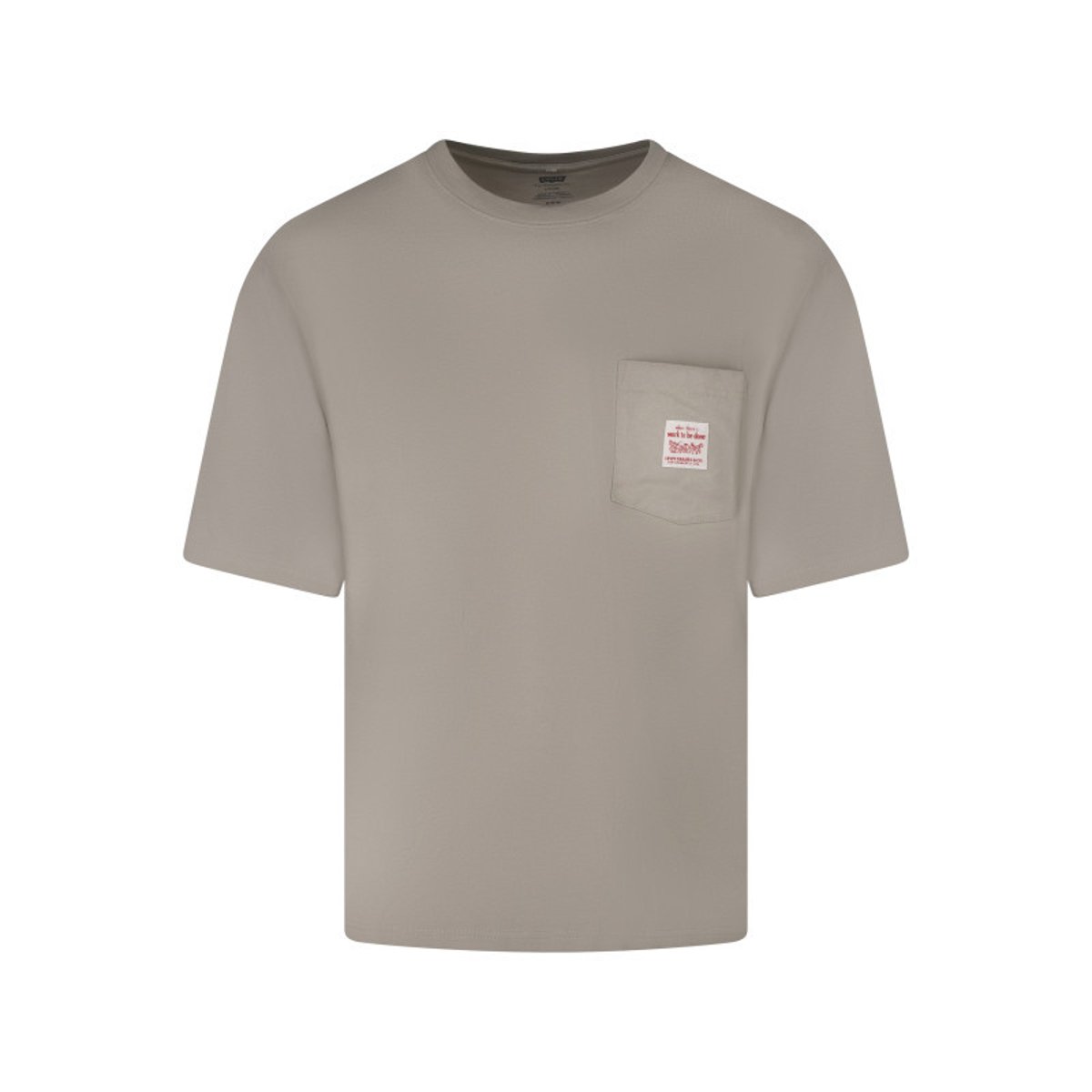 T-shirt en coton taupe uni avec une coupe droite et un col rond marron, LEVI'S