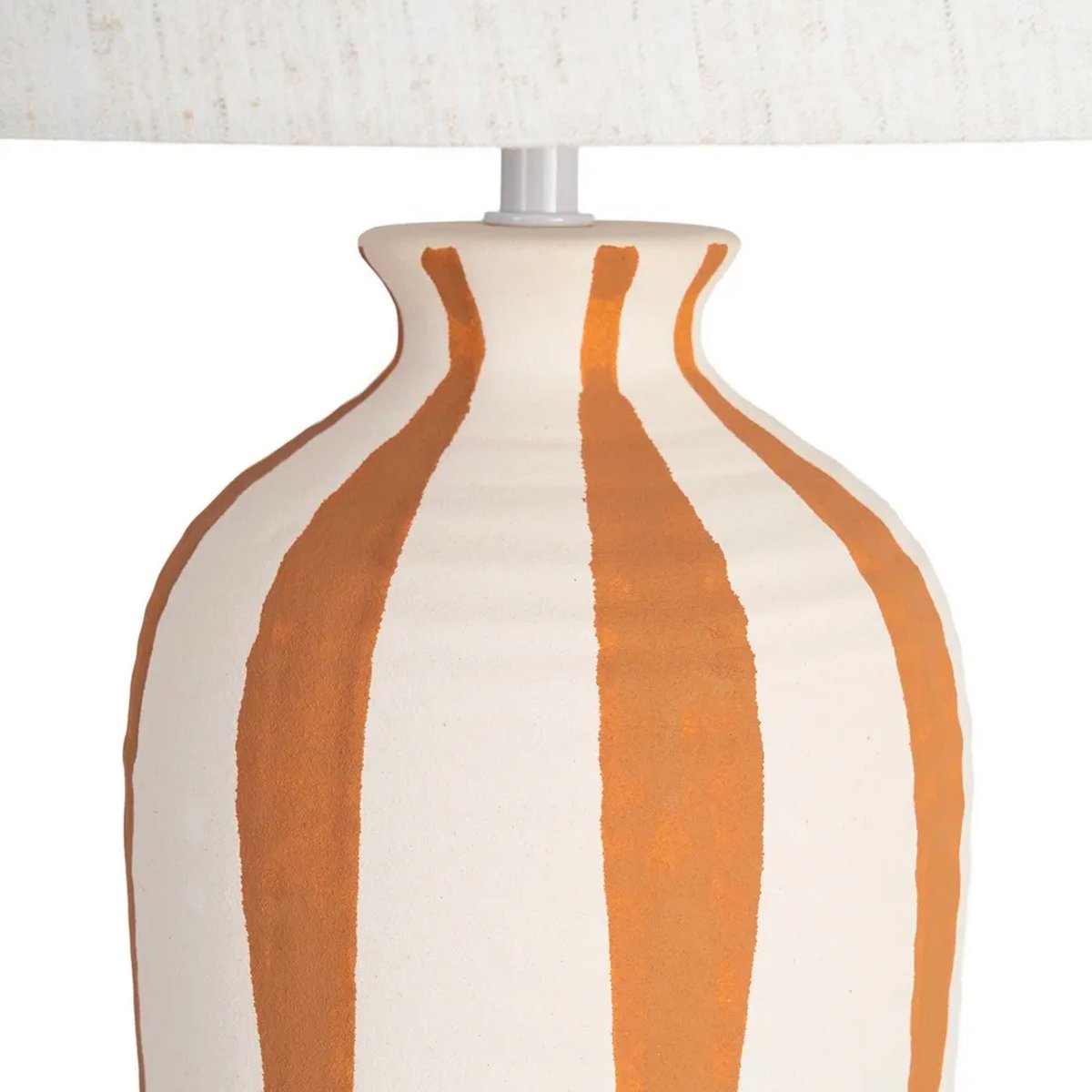 Lampe à poser céramique blanche rayures terracotta 30x30x55.5cm marron, WADIGA