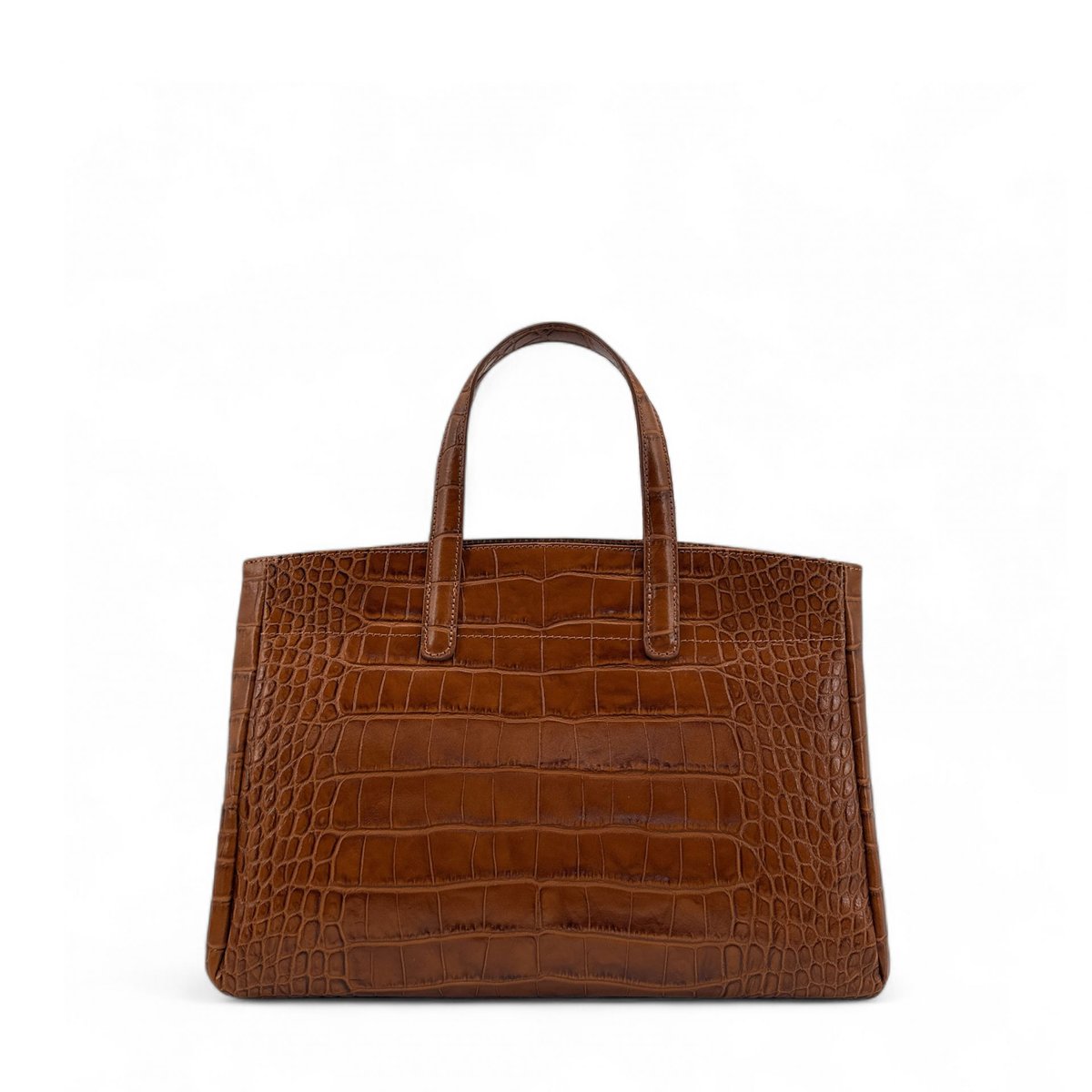 Sac à main en cuir italien façon croco BE LADY marron cognac, OH MY BAG