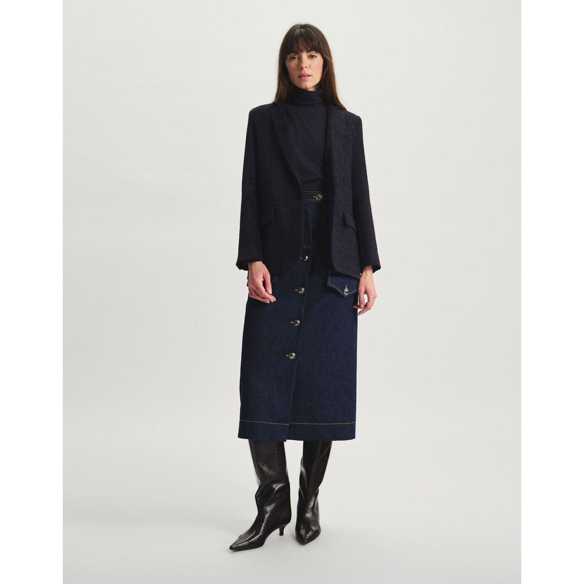 Veste Bruna coupe droite bleu, INES DE LA FRESSANGE PARIS