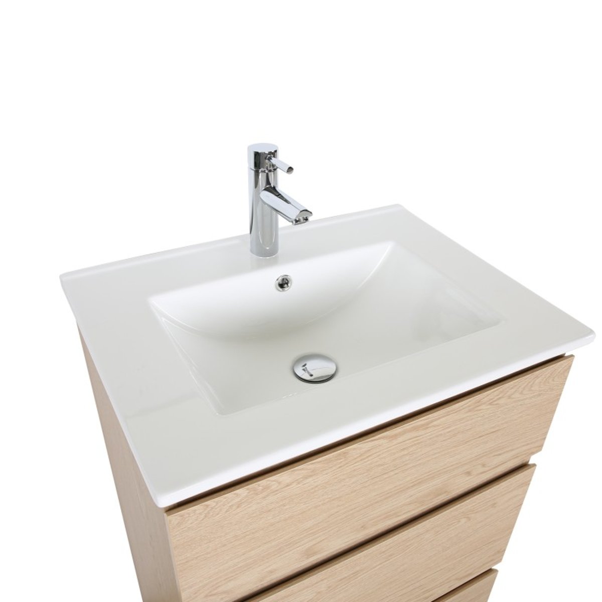 Meuble simple vasque sur pieds 60cm SORRENTO décor chêne, MOB IN