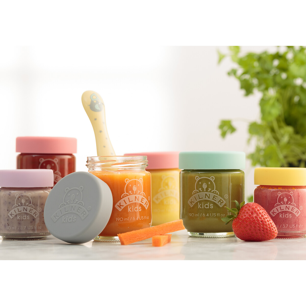 Set of 6 190ml Kids Jars with Silicon Lids glass, KILNER
