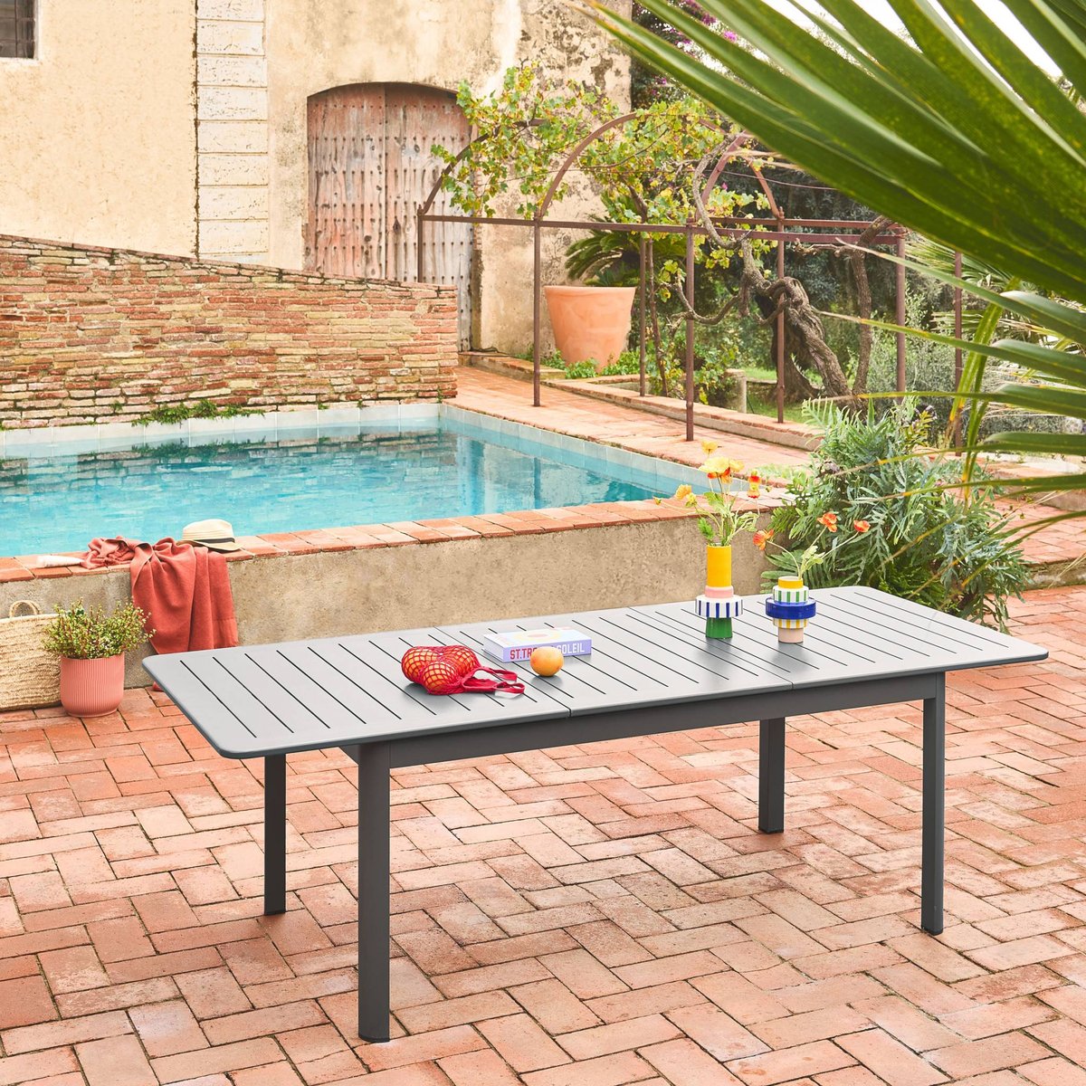 Table de jardin extensible aluminium 8 places SEATTLE anthracite, SWEEEK