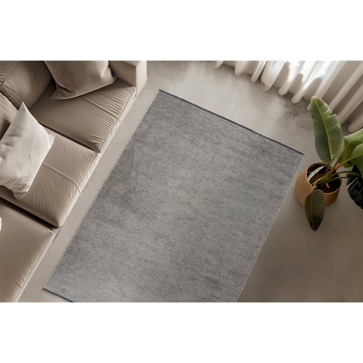Tapis rectangulaire à poils courts style zen argent clair beige chiné, ARTE ESPINA