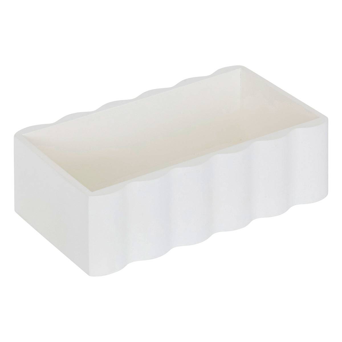 Boîte décorative à mouchoirs en bois d'hévéa CHERIE blanc, ATMOSPHERA