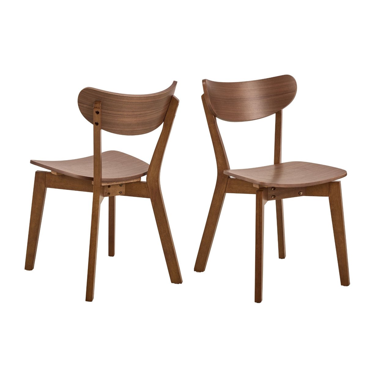 Chaise scandinave en bois finition noyer (lot de 2) - LETA bois foncé, HELLIN, DEPUIS 1862