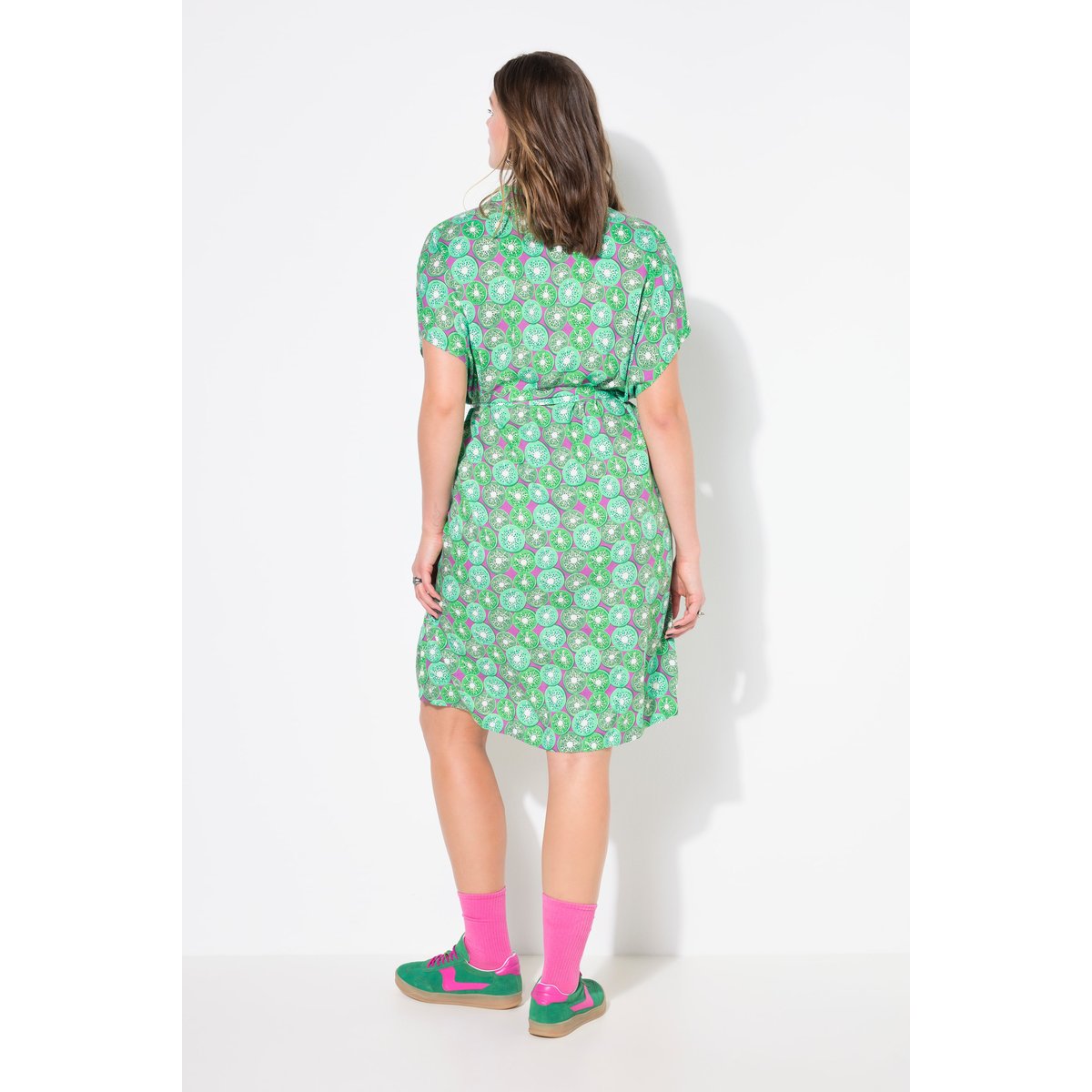 Robe-chemisier longueur midi, imprimé fruits vert clair, STUDIO UNTOLD