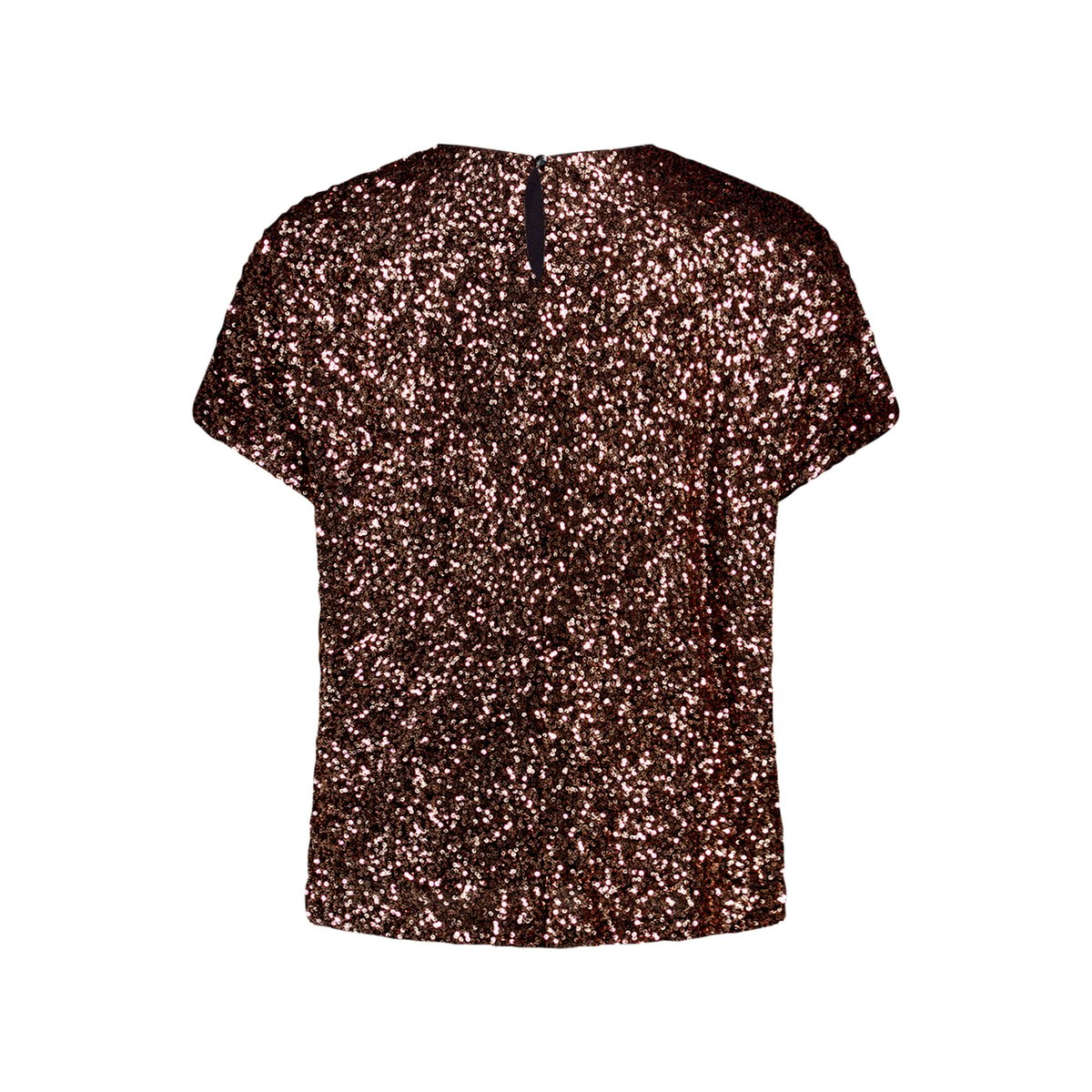 T-shirt façon blouse à paillettes noir/marron, BETTY & CO