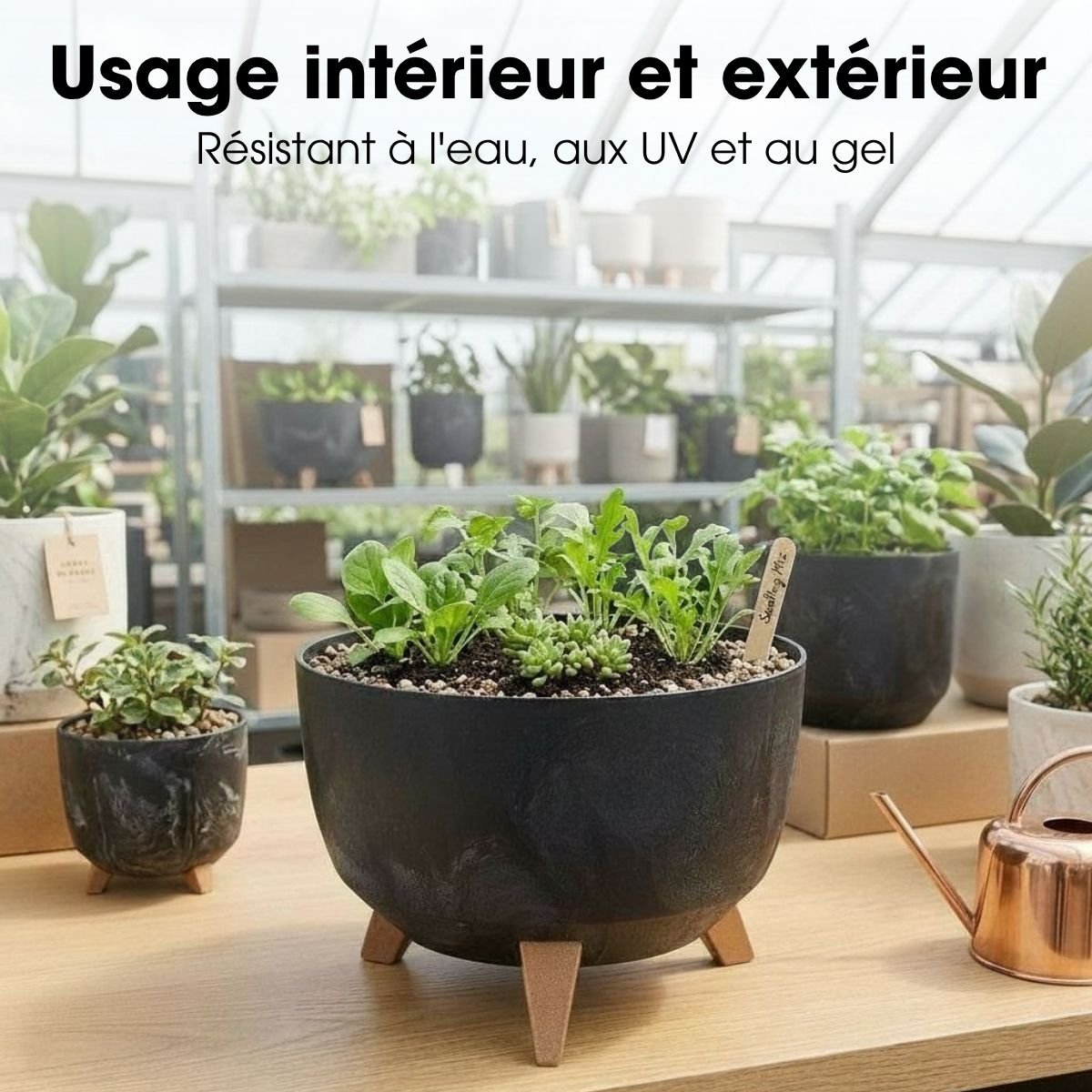 Bac à plantes DOPPIO noir, MICA DECORATIONS