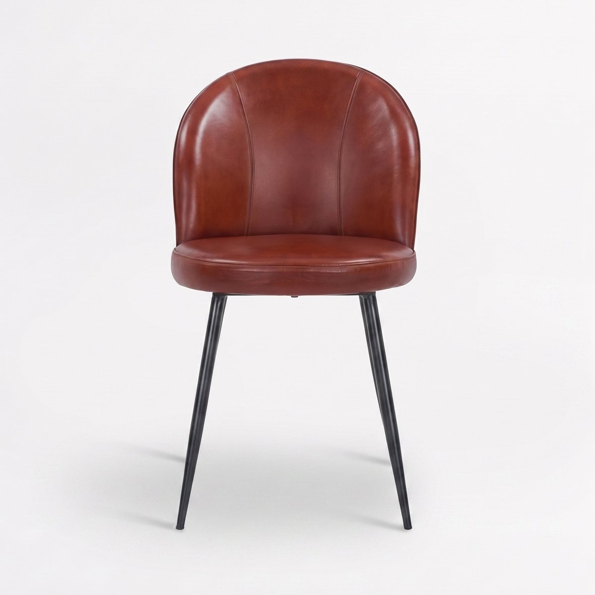Lot de 2 chaises en cuir de buffle - CÉLESTIN marron rouge, MAISON PAVANE