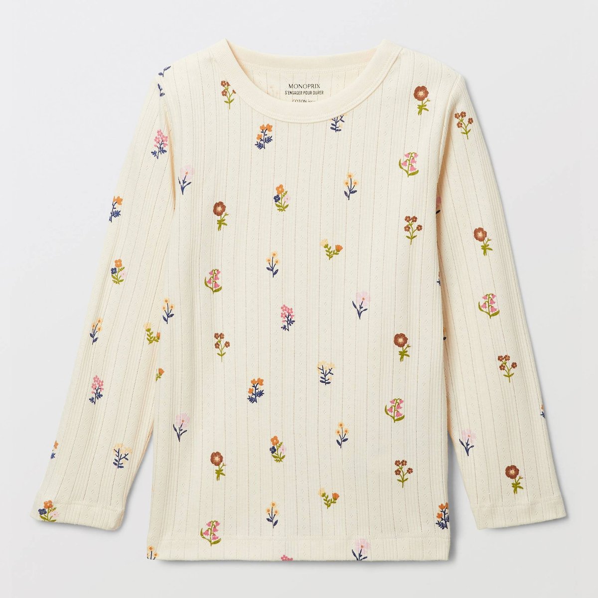 T-shirt manches longues imprimé en coton amaretti, MONOPRIX