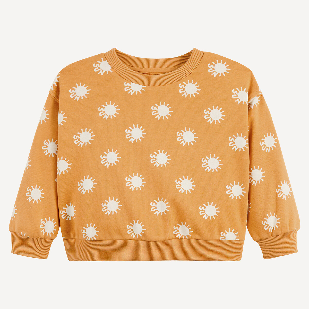 Sweat col rond en molleton, imprimé soleils jaune, LA REDOUTE COLLECTIONS