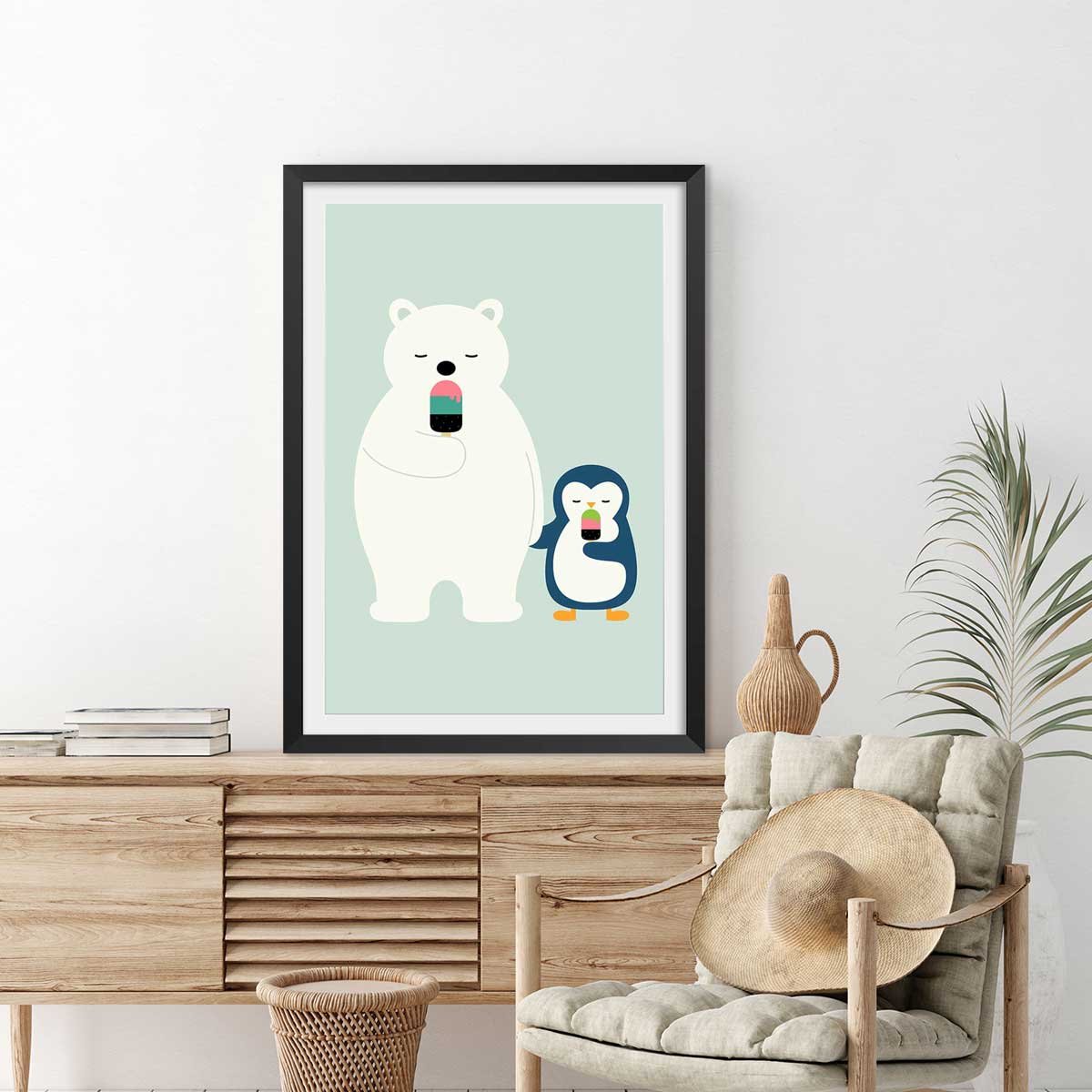 Affiche time to ice cream affiche + cadre en bois - noir, HEXOA
