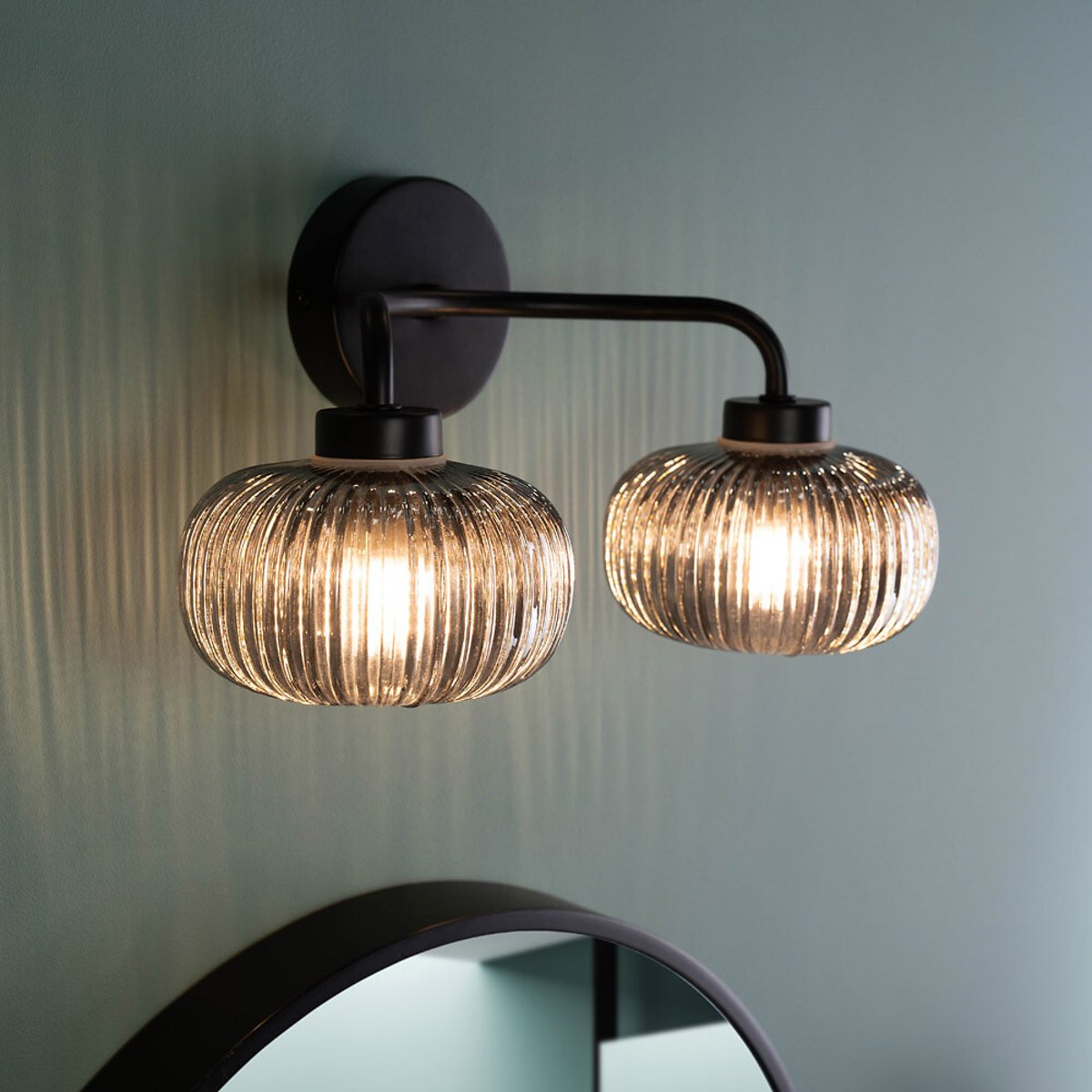 Arran 2-Light Bathroom Wall Light in Matte Black black, SO'HOME