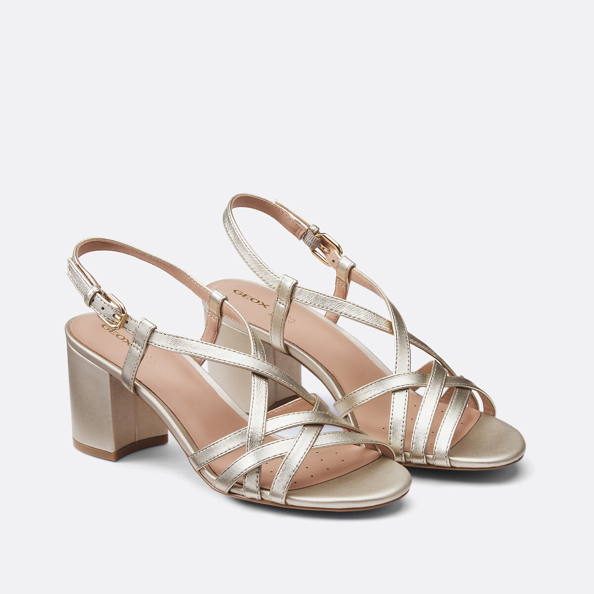 Virnilisa 65 Leather Heeled Sandals, gold-coloured, GEOX
