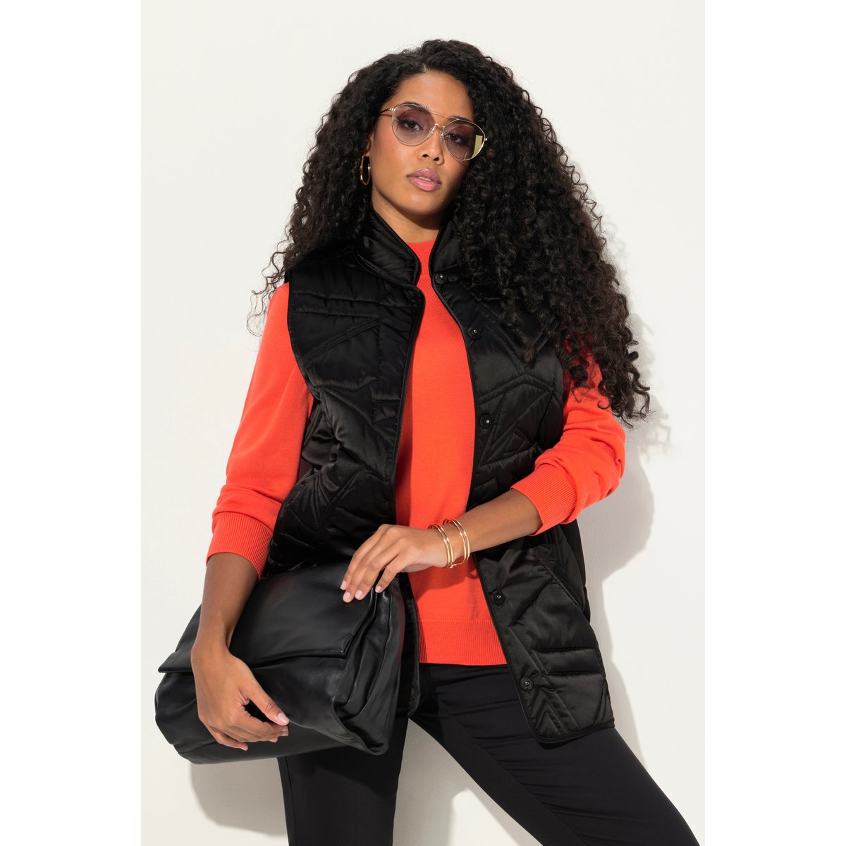 Gilet matelassé sans manches, col rond noir, ULLA POPKEN