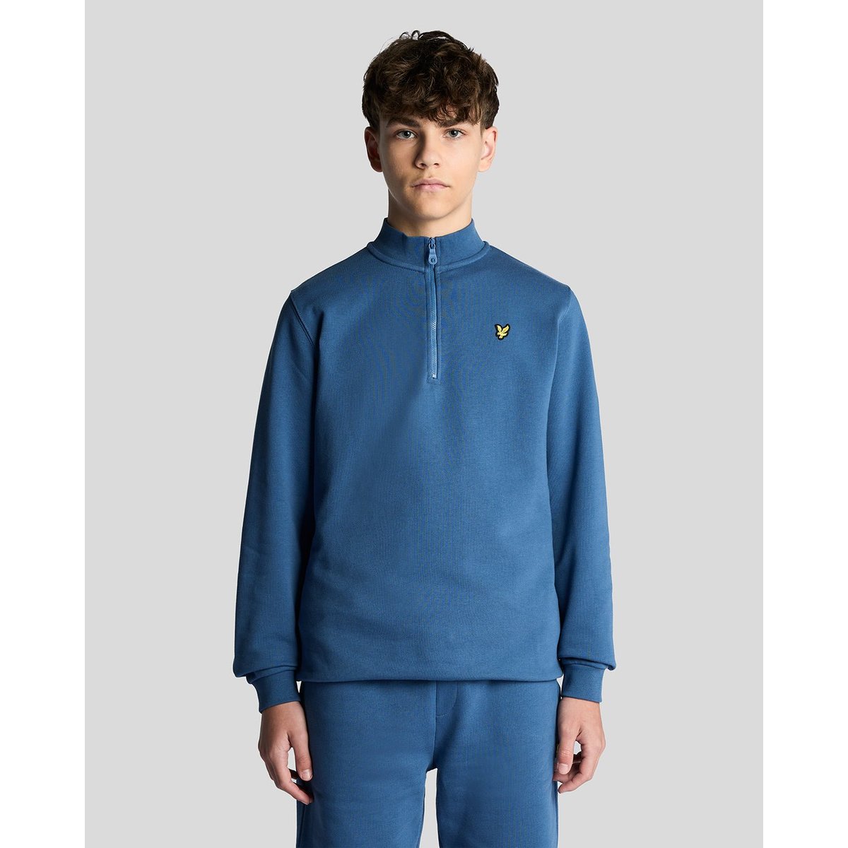 Pull en coton à col camionneur bleu bleuet foncé, LYLE & SCOTT