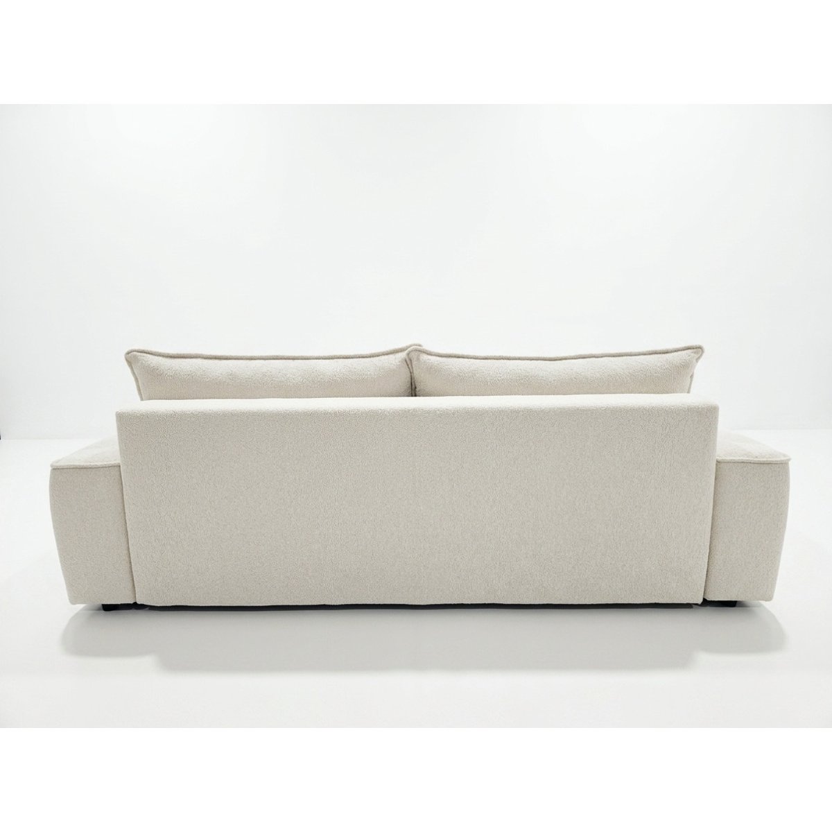 Canapé droit convertible 3 places en tissu chenille, HONORE blanc, BOBOCHIC